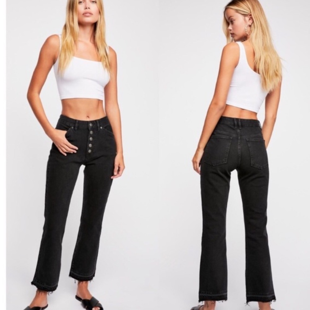 Free People Dylan black high waist boot cut jeans